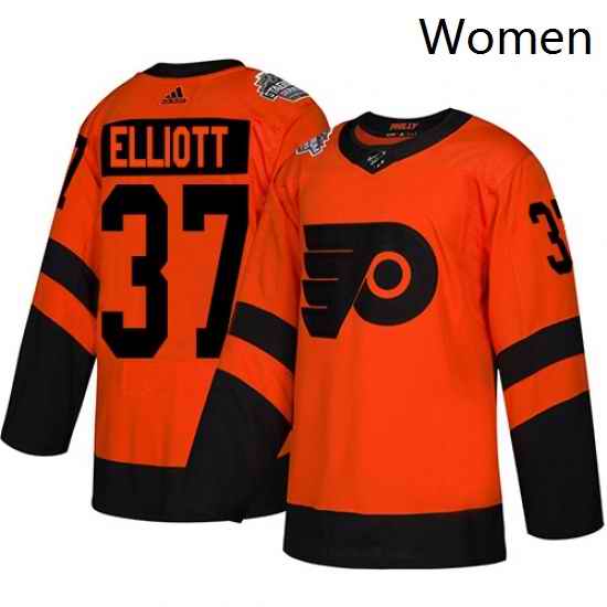 Womens Adidas Philadelphia Flyers 37 Brian Elliott Orange Authentic 2019 Stadium Series Stitched NHL Jersey